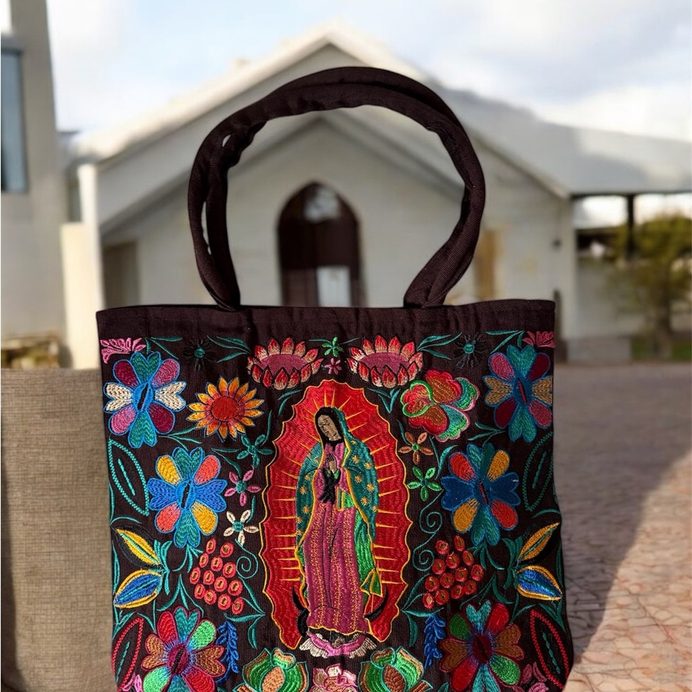 Our Lady of Guadalupe tote, Mexican Embroidered Tote Bag, embroidered tote,